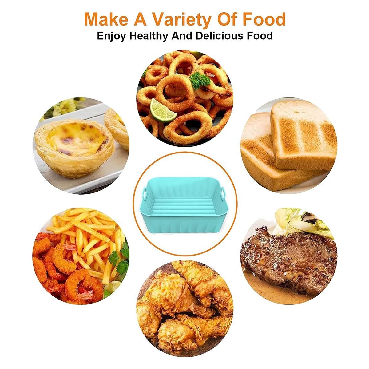 2Pcs Silicone Pot82 inch Square Non-Stick Silicone Liners Compatible BlueOrange