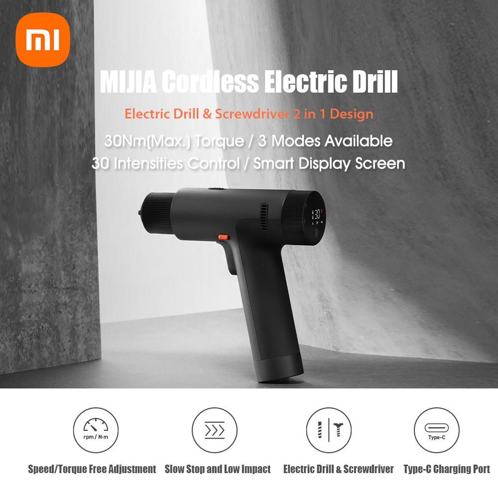Xiaomi MIJIA Cordless Electric Drill Kit Electric Screwdriver/Drill 2 in 1 Design w/3 Modes/30 Intensities/32pcs Bits/2000mAh Lithium Battery/HD Display Screen