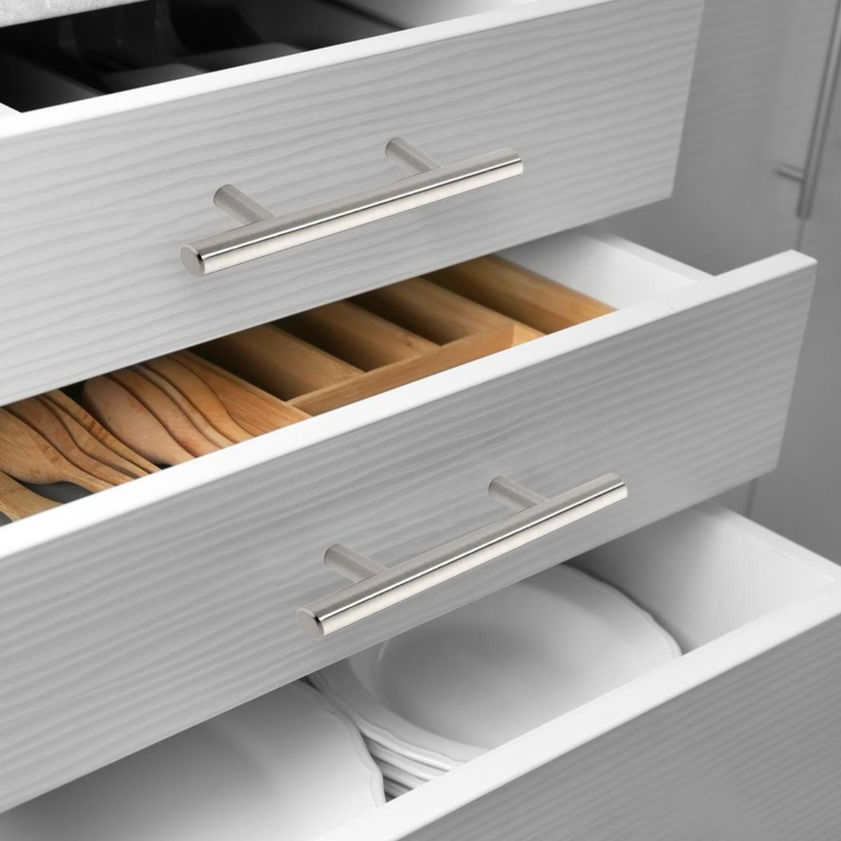 Kitchen Drawer Pulls Modern Cabinet Pulls 10 Pack for Corrosion Silver