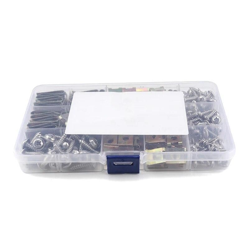 200PCS/set Spire Clips U Nuts Fasteners Flange Self Tapping Screws Parts Assortment Kit Rust resistance For Car motorcycles