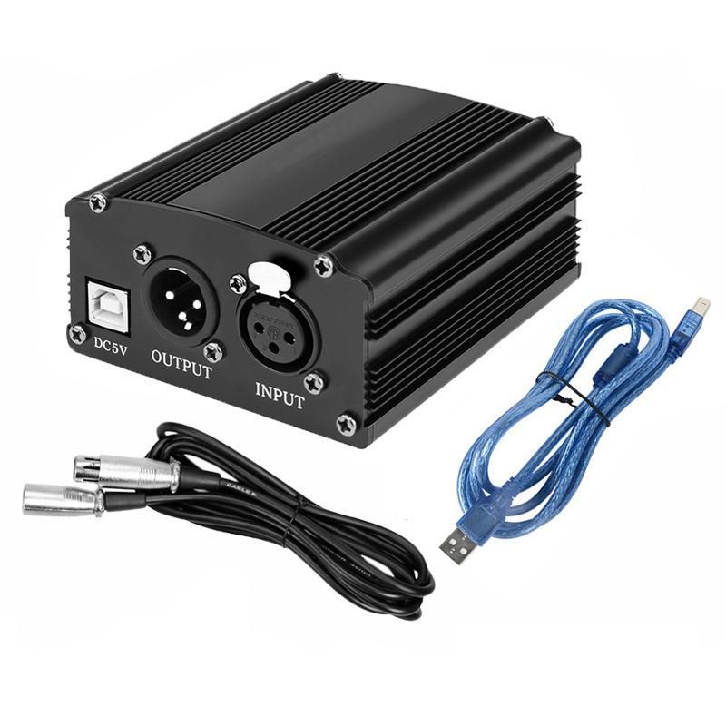 USB48V Phantom Large Diaphragm Microphone Power Live Equipment Power Regulator Power Supply Microphone Power black