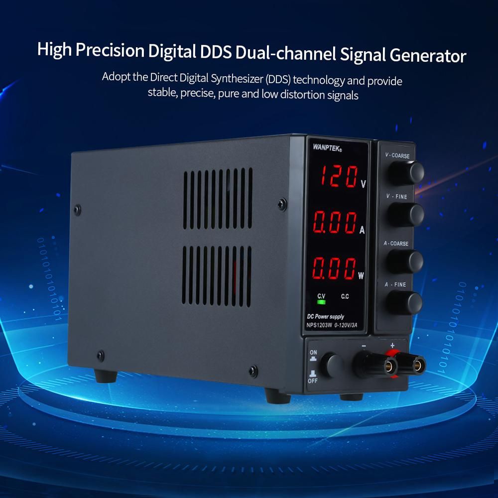 wanptek NPS1203W 0-120V 0-3A Switching DC Power Supply 3 Digits Display LED High Precision Adjustable Mini Power Supply AC 115V/230V 50/60Hz Voltage & Current Regulated Dual Output