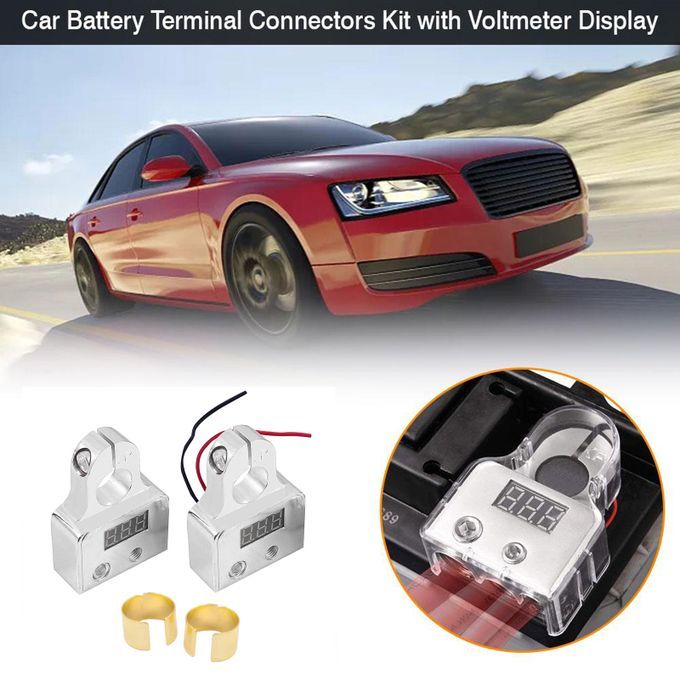2pcs 0/4/8 Or 10 Gauge Battery Terminals With Shims For Car Silver