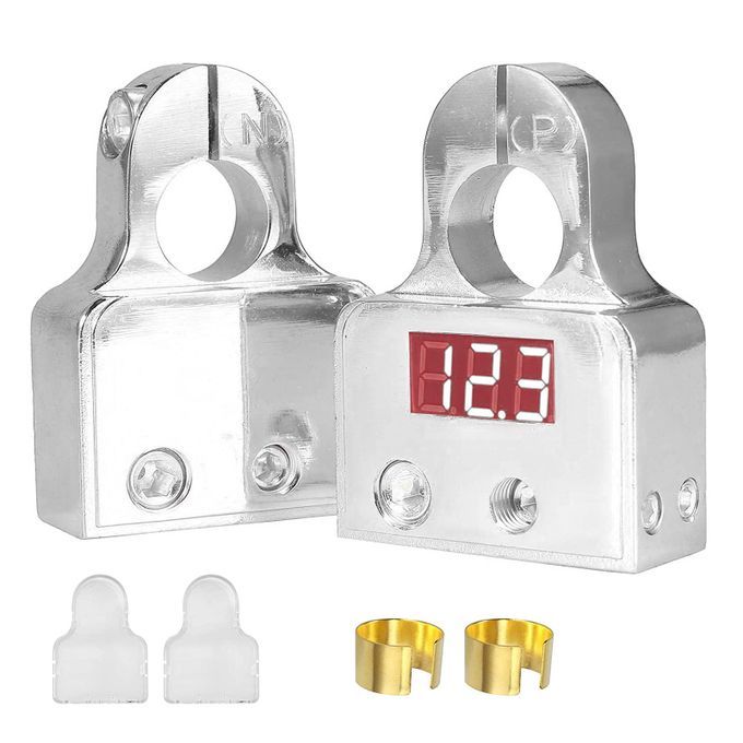 2pcs 0/4/8 Or 10 Gauge Battery Terminals With Shims For Car Silver