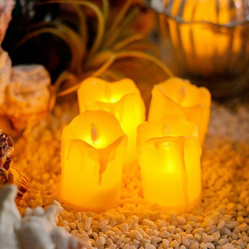3pcs Battery Powered Led Candl Lights Tearing Flameless