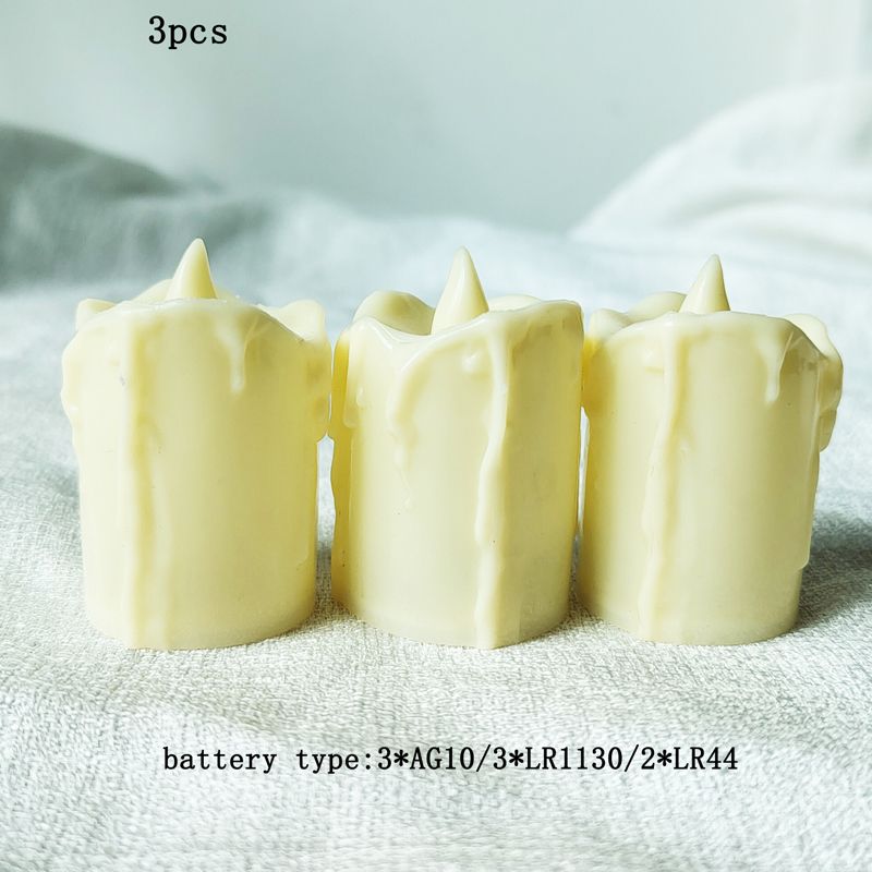 3pcs Battery Powered Led Candl Lights Tearing Flameless