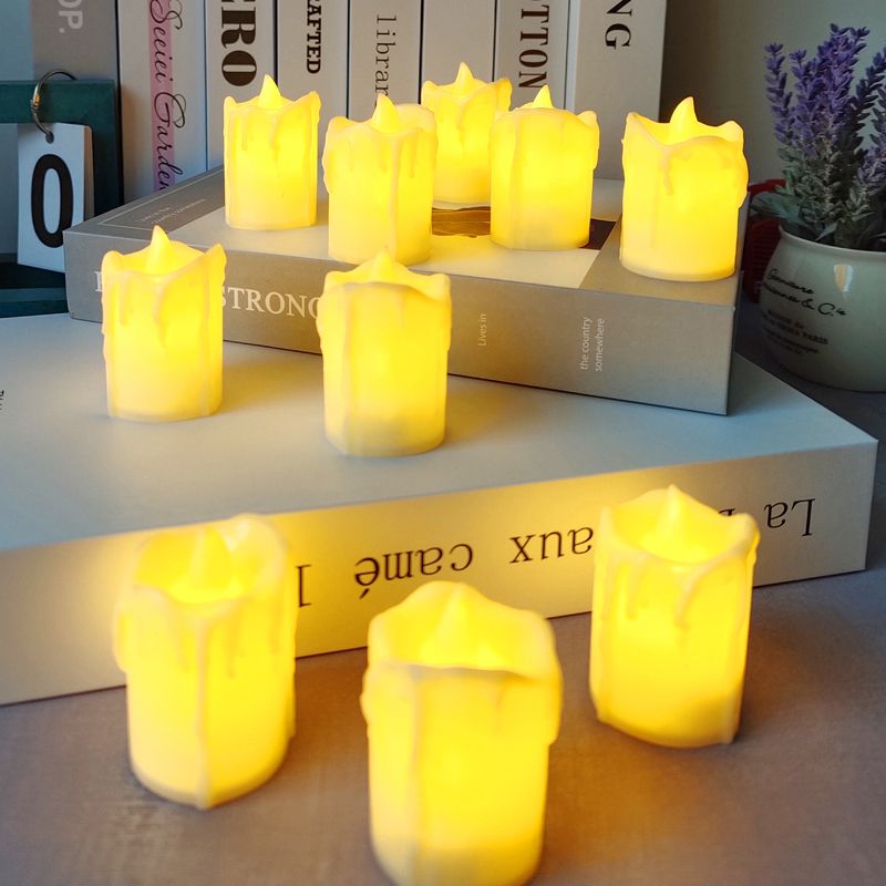 3pcs Battery Powered Led Candl Lights Tearing Flameless