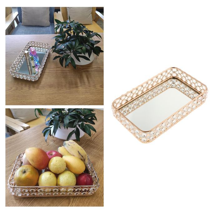 Crystal Tray Mirrored Jewelry   Organizer Serving Tray