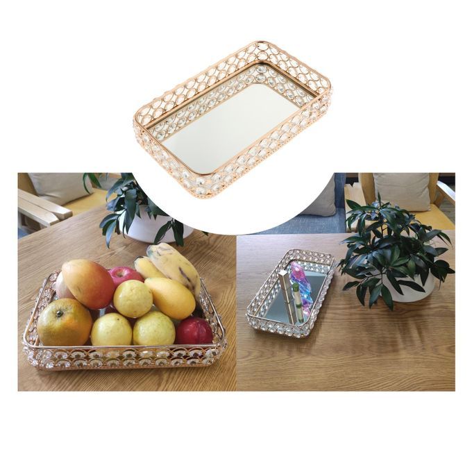 Crystal Tray Mirrored Jewelry   Organizer Serving Tray