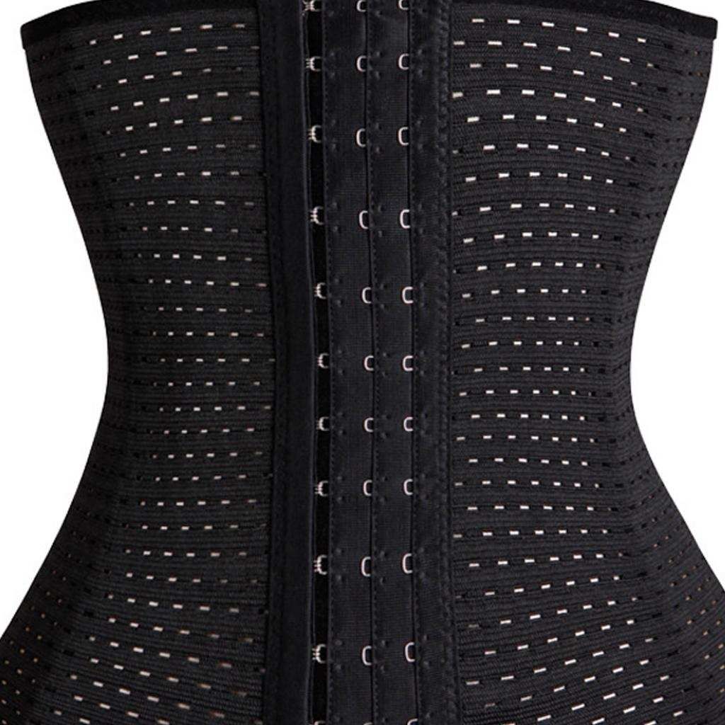 Breathable Waist Tummy Corset Girdle Belt Body Shaper Trainer XS Black