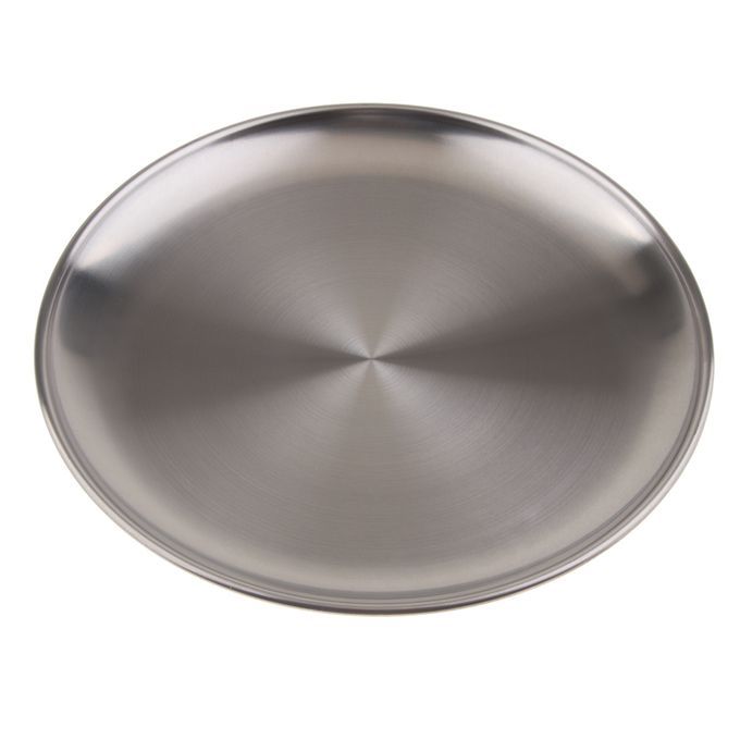 Stainless Steel Round Plate BBQ Grill Meat Dishes Plate Fruit Tray
