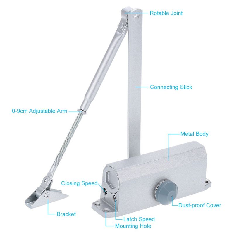 Automatic Door Closer Aluminium Adjustable Closing Speed