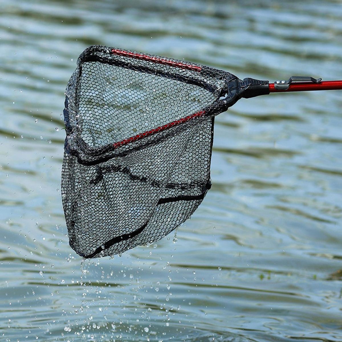 Durable Frame Fishing Net Portable Foldable Fishing Net for Outdoor Red