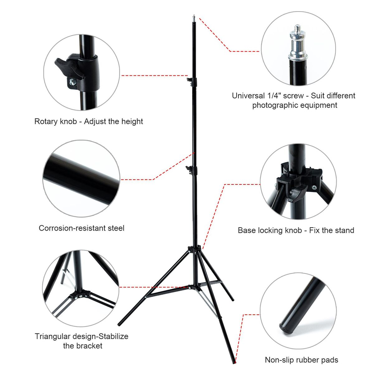 Tripod Bracket Thermometer-Holder Stand Height Adjustable Foldable Multipurpose Tripod for Office Home Supermarket School Entrances Suitable for GP-100 PLUS Wall Mounted Infrared-Thermometer (1.6M, 1/4'' Screw, Black) ( Just 
