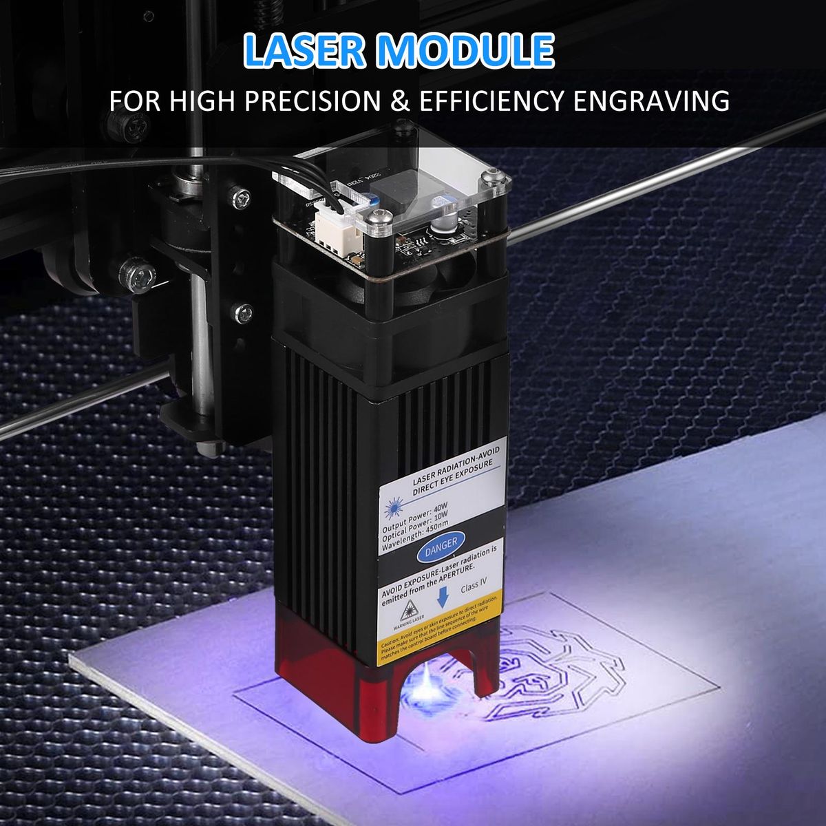 40W Laser Module 10W Optical Power Laser Engraving Module Kit Compressed Spot Fixed-Focus Laser Cutter Compatible with Most Laser Engraver Cutting Machine