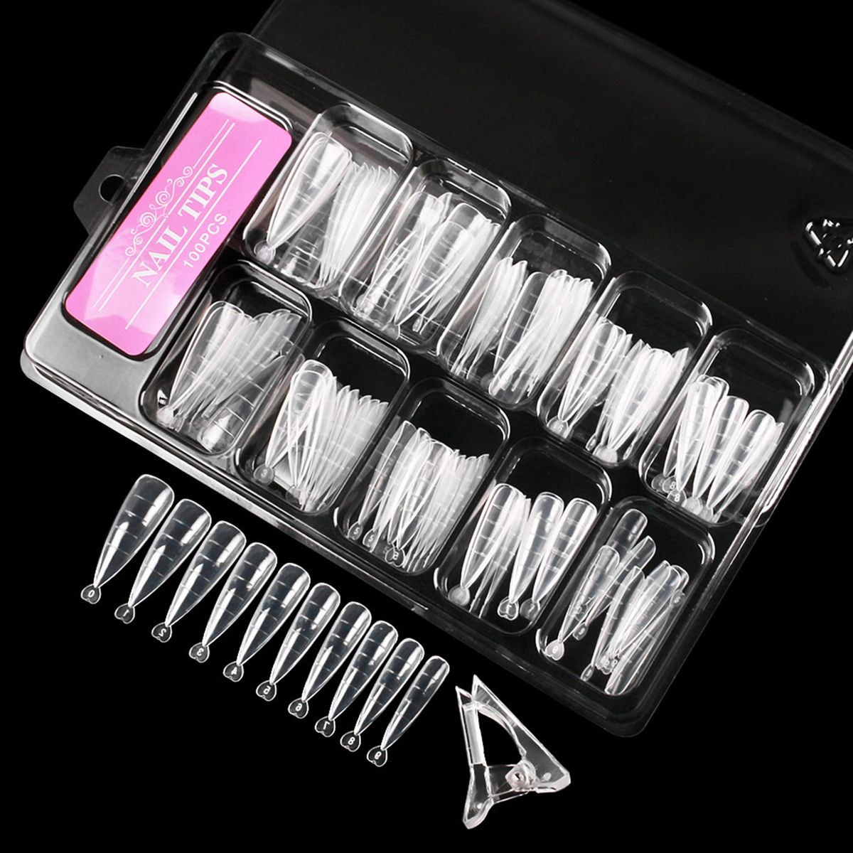 100Pcs Nail Tips With Scale + Nail Clip For Nail Extension