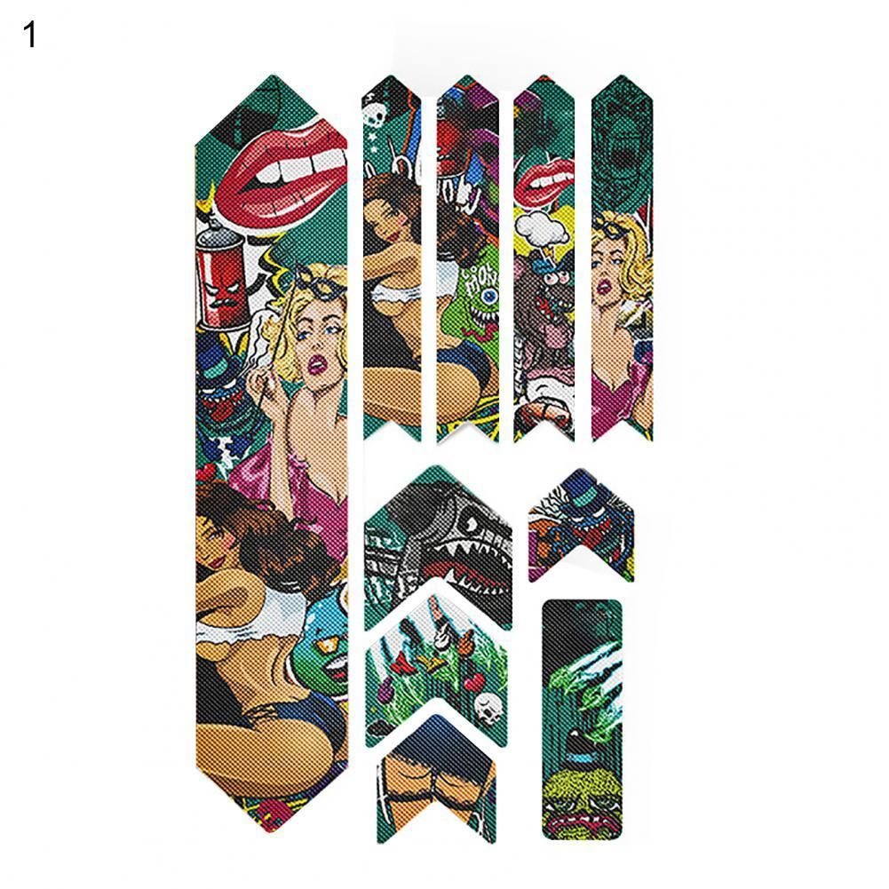 10Pcs/Set 3D Mountain Bike Protective Film Bike Sticker Accessories Scratch-Resistant Protect Removable Beauty/Gorilla Sticker