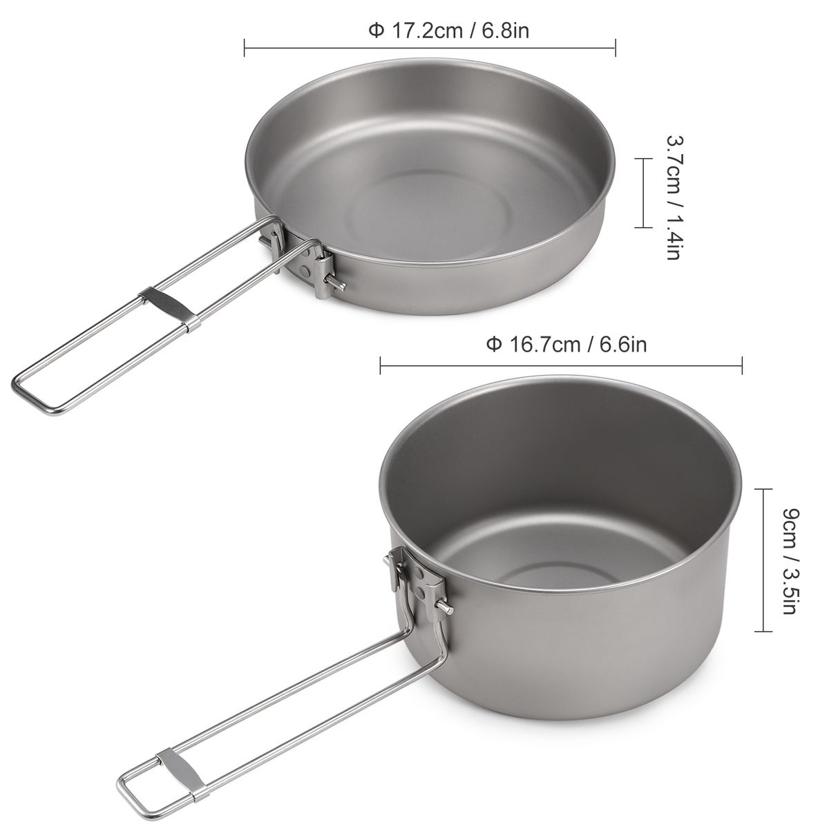 Camping Cookware Set Titanium Pot And Fry Pan Set With Lid