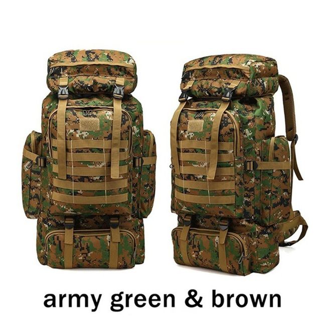 80L Waterproof  Tactical Backpack Military Army Hiking Camping Backpack Travel Rucksack Outdoor Sports Climbing Bag(#army Green)