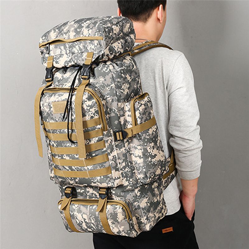 80L Waterproof  Tactical Backpack Military Army Hiking Camping Backpack Travel Rucksack Outdoor Sports Climbing Bag(#army Green)