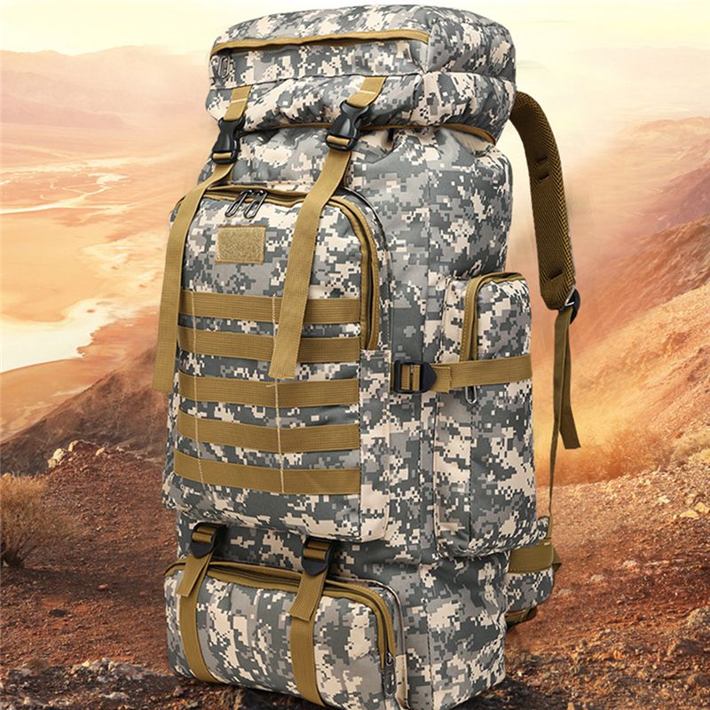 80L Waterproof  Tactical Backpack Military Army Hiking Camping Backpack Travel Rucksack Outdoor Sports Climbing Bag(#army Green)