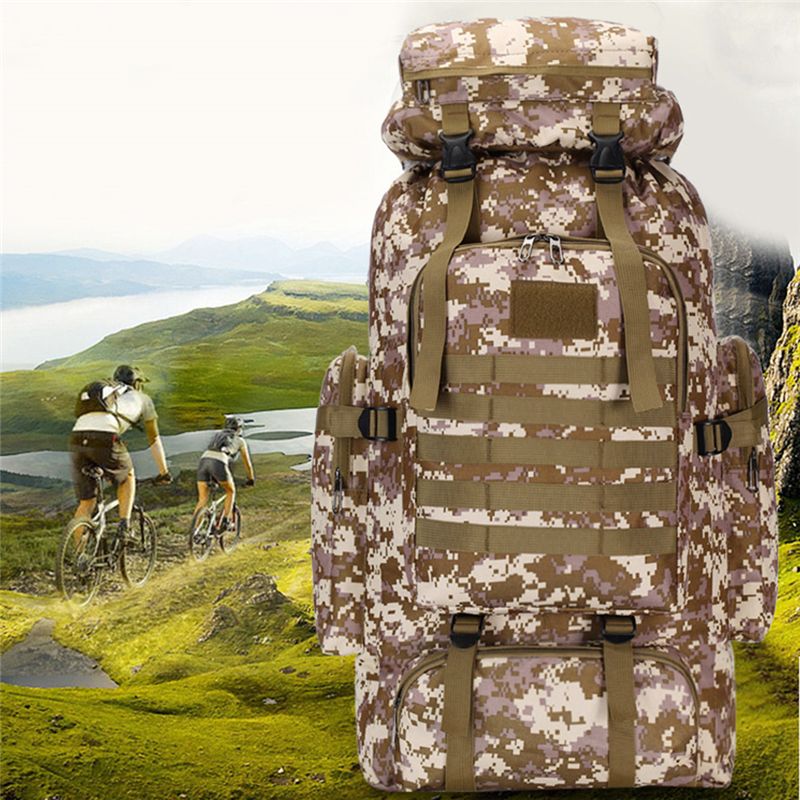 80L Waterproof  Tactical Backpack Military Army Hiking Camping Backpack Travel Rucksack Outdoor Sports Climbing Bag(#army Green)