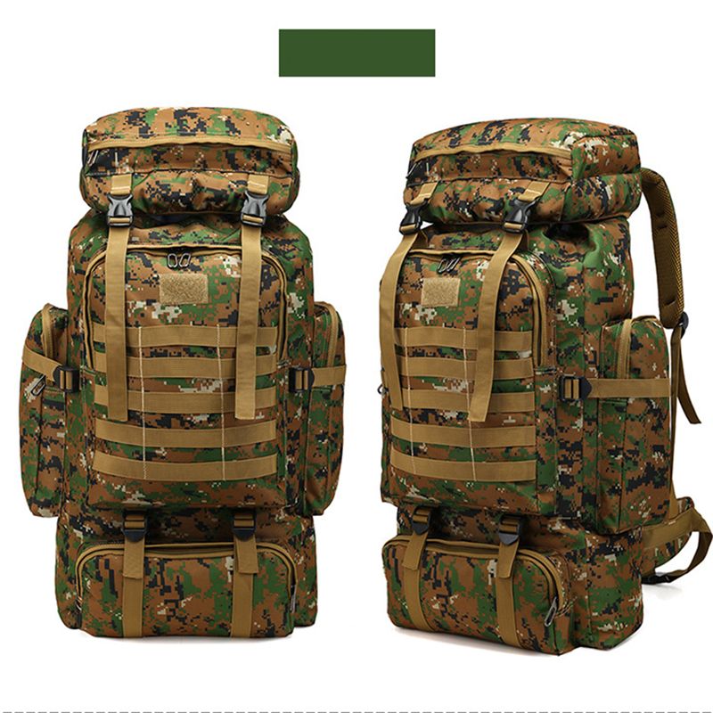 80L Waterproof  Tactical Backpack Military Army Hiking Camping Backpack Travel Rucksack Outdoor Sports Climbing Bag(#army Green)