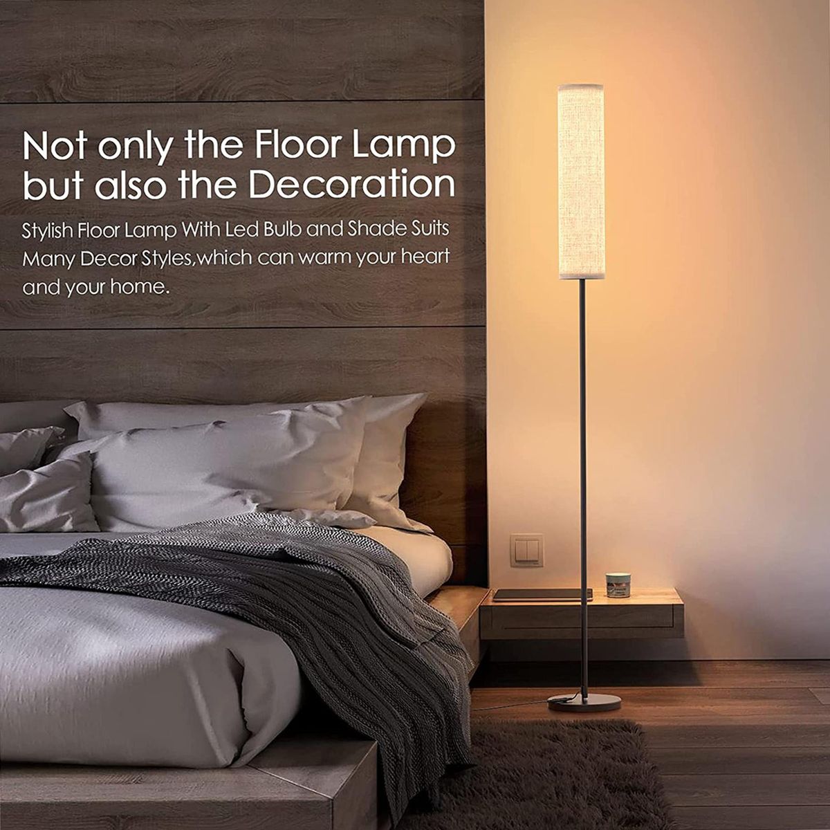 126LEDs Floor Lamp 12W 800Lumens Standing Tall Lamp with Magnetic Remote Controller 2800K-7000K Adjustable Color Temperature Stepless Dimming 1H/2H/3H Timing Function Night Light for Living Room Bedroom