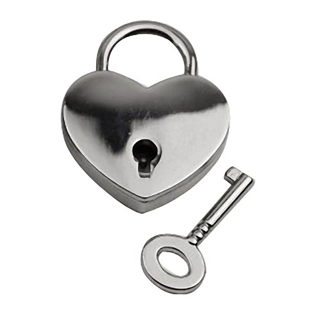New Small Heart Shape Padlock Mini Travel Suitcase Bag Diary Lock Key