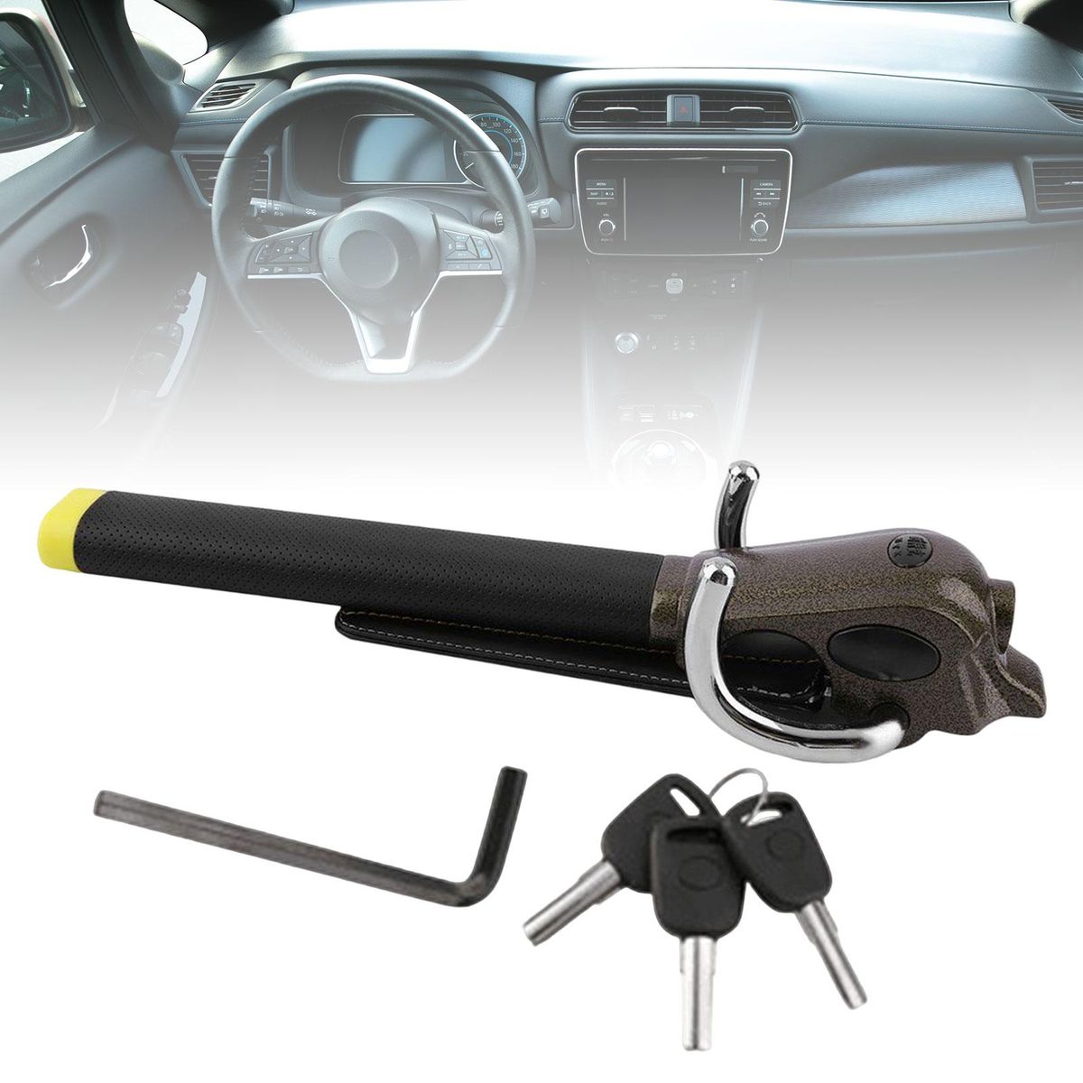 Steering Wheel Lock Anti  Lock With 3x Keys Convenient