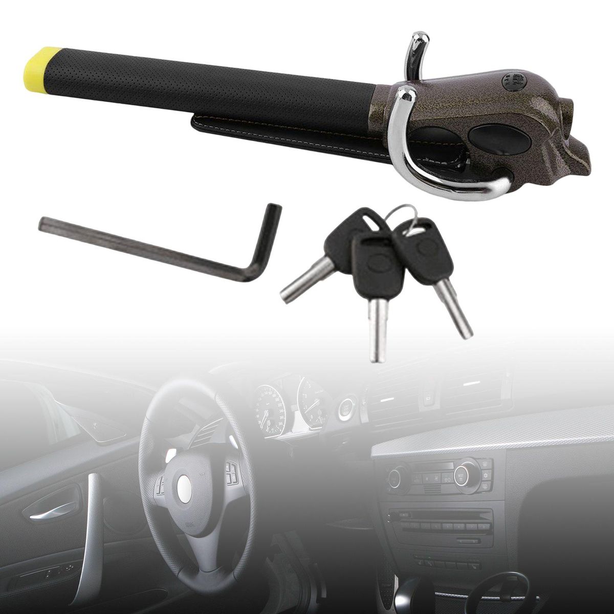 Steering Wheel Lock Anti  Lock With 3x Keys Convenient