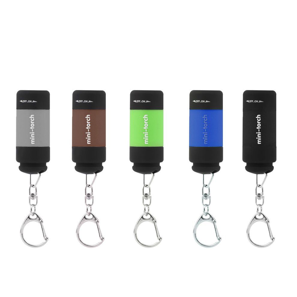 Mini Keychain Torch USB Rechargeable Flashlight Lamp 0.5W 25Lm Electric Torch