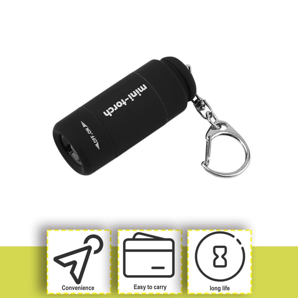 Mini Keychain Torch USB Rechargeable Flashlight Lamp 0.5W 25Lm Electric Torch