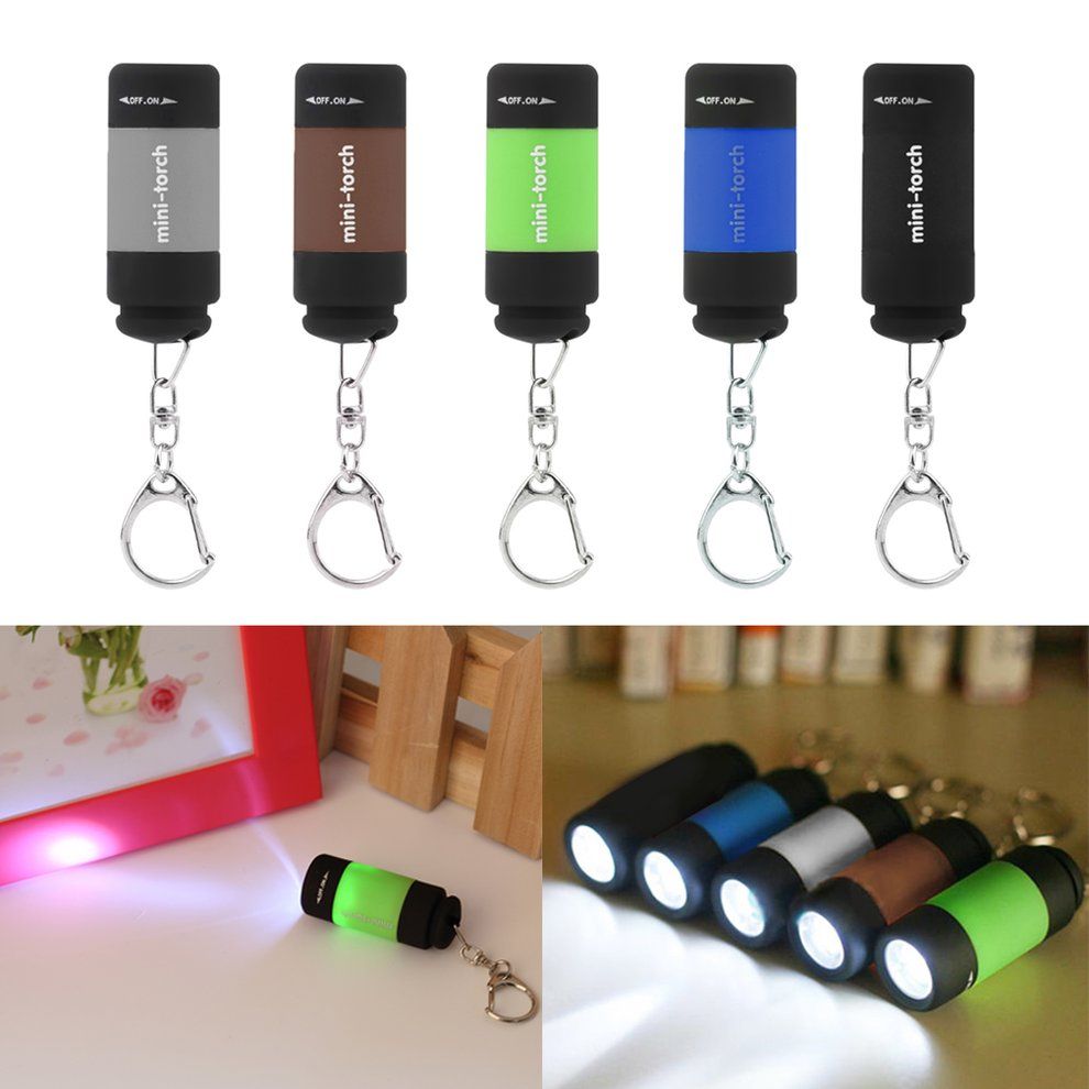 Mini Keychain Torch USB Rechargeable Flashlight Lamp 0.5W 25Lm Electric Torch