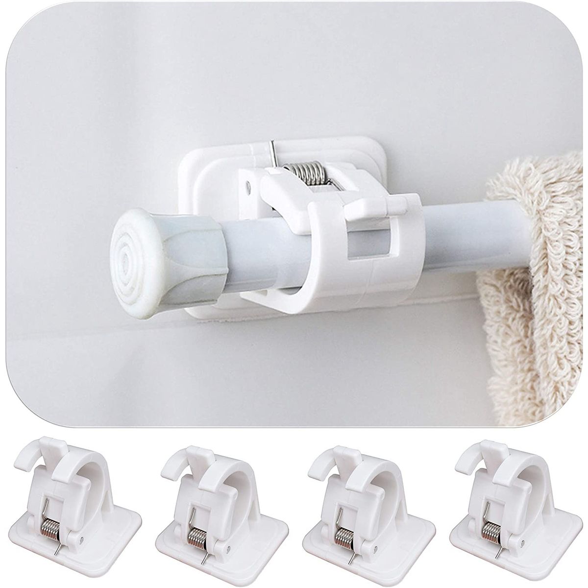 Rod Holder Pipe Clamp Wall Mount With Self Adhesive No