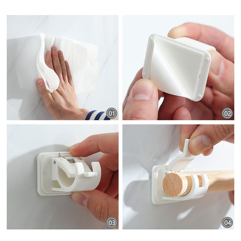 Rod Holder Pipe Clamp Wall Mount With Self Adhesive No