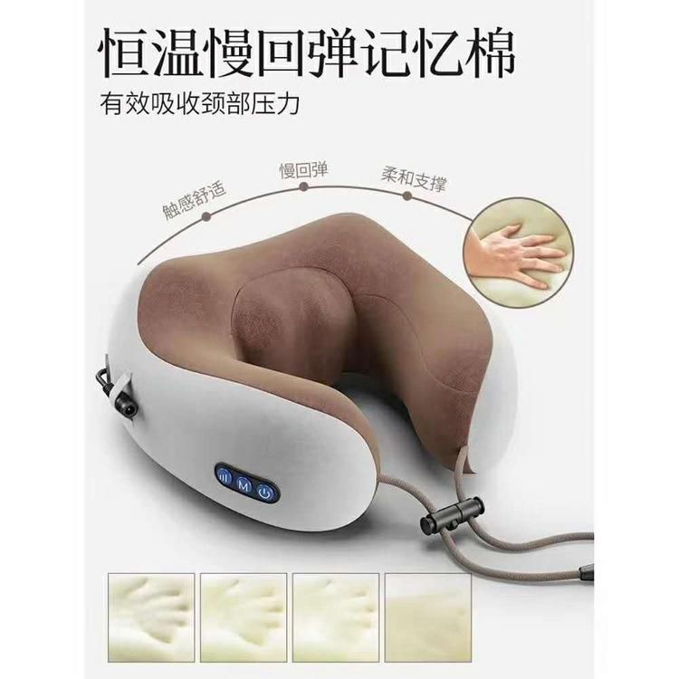 Multifunctional massage pillow shoulder cervical spine neck neck shoulder neck electric massager car neck protector manufacturer wholesale Brown Vibration