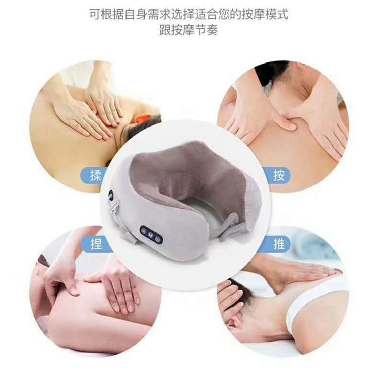Multifunctional massage pillow shoulder cervical spine neck neck shoulder neck electric massager car neck protector manufacturer wholesale Brown Vibration