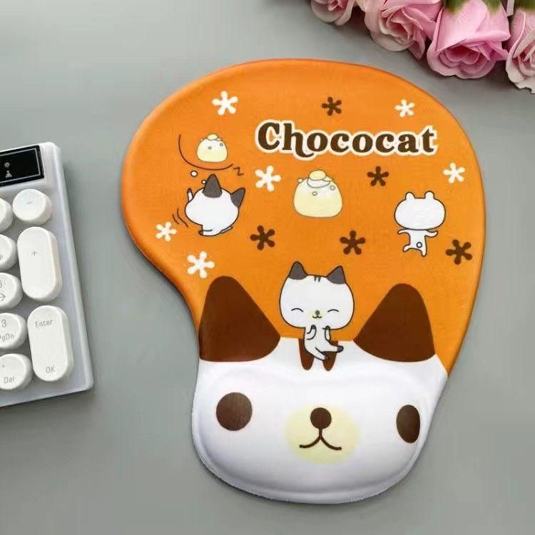 Mouse Pad Wrist Silicone Color Simple Non-slip Wear-Resistant Wrist Pad Office Hand Pillow Fresh Skin-Friendly Comfortable Cushion chocolate cat