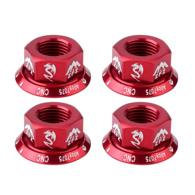 4Pcs Bicycle Hubs Nut M10 Folding Fixed Gear Bike Wheel Hubs Axle Red