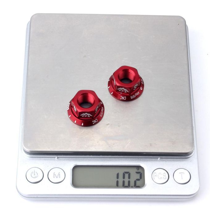 4Pcs Bicycle Hubs Nut M10 Folding Fixed Gear Bike Wheel Hubs Axle Red