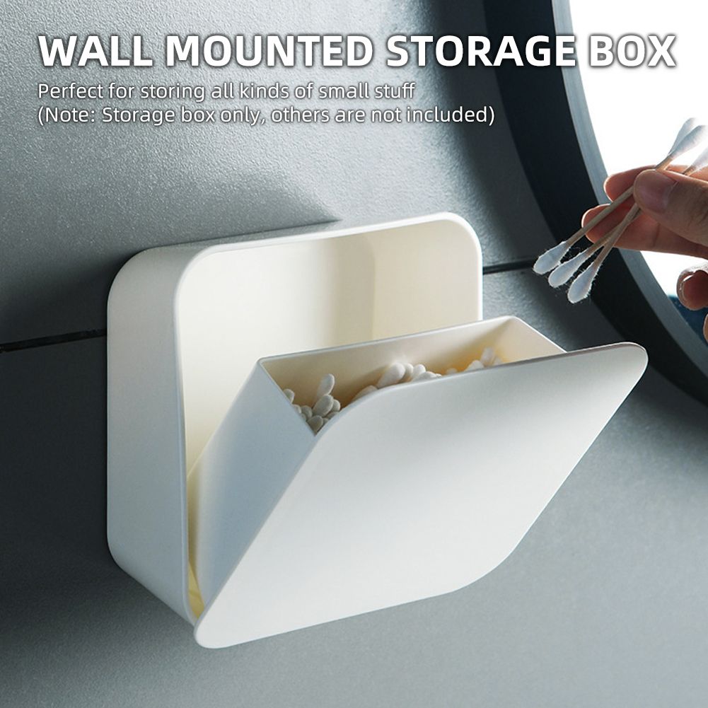 Wall Mounted Storage Box Holder For Q-tip Makeup Pad