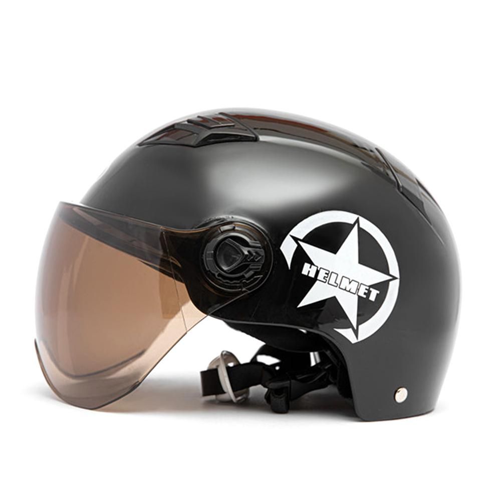 Motorcycle Helmet Half Open Face Adjustable Size Protection Gear Head Helmets Unisex Black