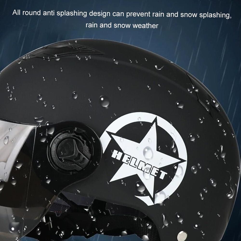 Motorcycle Helmet Half Open Face Adjustable Size Protection Gear Head Helmets Unisex Black