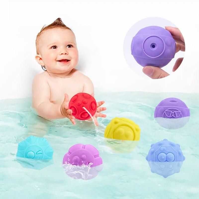 6pcs Baby Teether Rattle Toy Soft Ball Sound Mobile Cot Child 0-12 Bath Spray Water Kid Education Bed Bell Newborn Weep Stroller