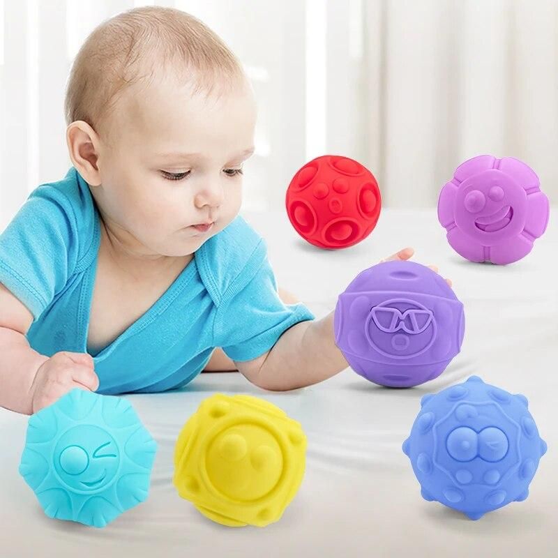 6pcs Baby Teether Rattle Toy Soft Ball Sound Mobile Cot Child 0-12 Bath Spray Water Kid Education Bed Bell Newborn Weep Stroller