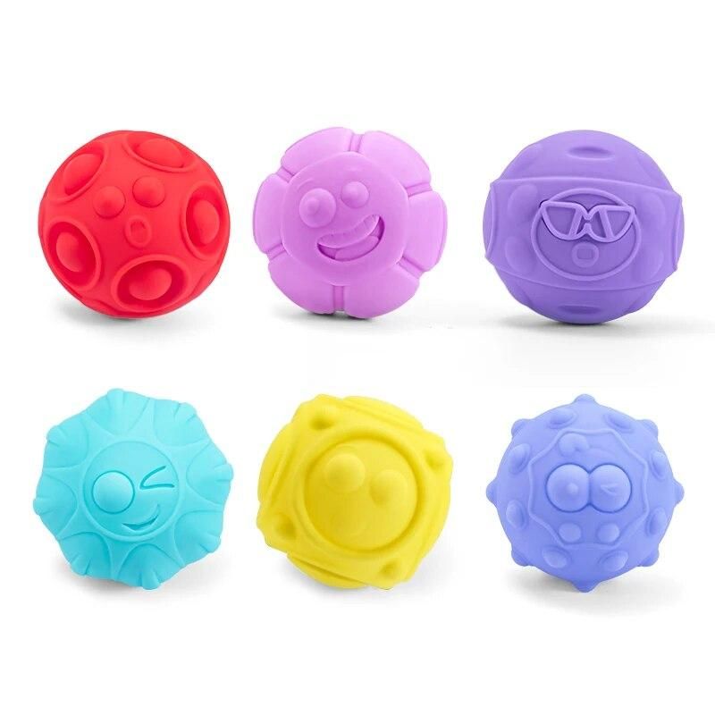 6pcs Baby Teether Rattle Toy Soft Ball Sound Mobile Cot Child 0-12 Bath Spray Water Kid Education Bed Bell Newborn Weep Stroller