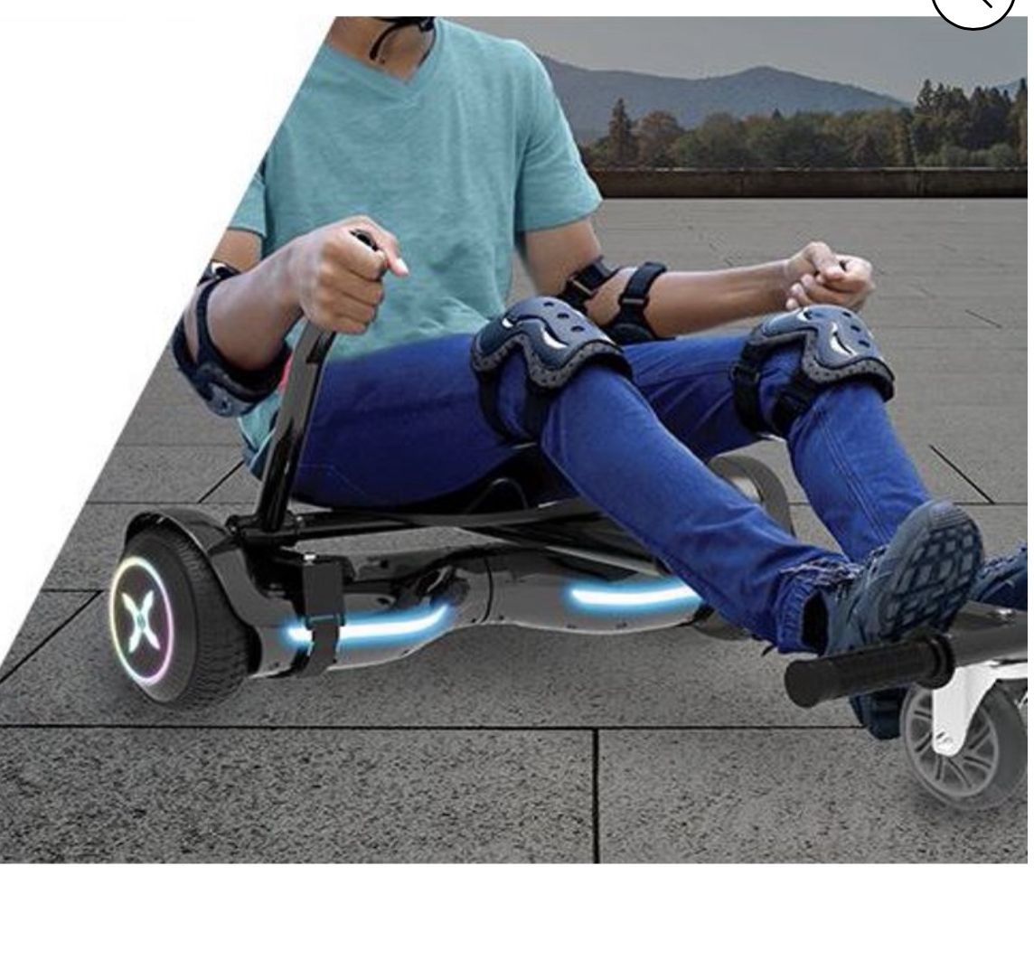 Hover-1 All-Star Hoverboard & Go-Kart Attachment Combo, Black With LED Multi-Color Wheel Board Lights, 6.5? Board Tires, Hand-Operated Real-Wheel Drive, Adjustable Seat And Frame, Up To 220lbs., 7 Mph