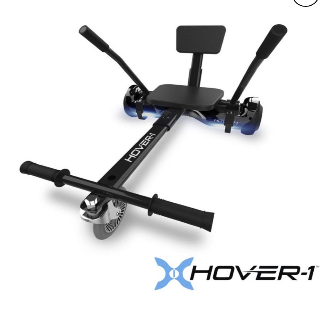 Hover-1 All-Star Hoverboard & Go-Kart Attachment Combo, Black With LED Multi-Color Wheel Board Lights, 6.5? Board Tires, Hand-Operated Real-Wheel Drive, Adjustable Seat And Frame, Up To 220lbs., 7 Mph