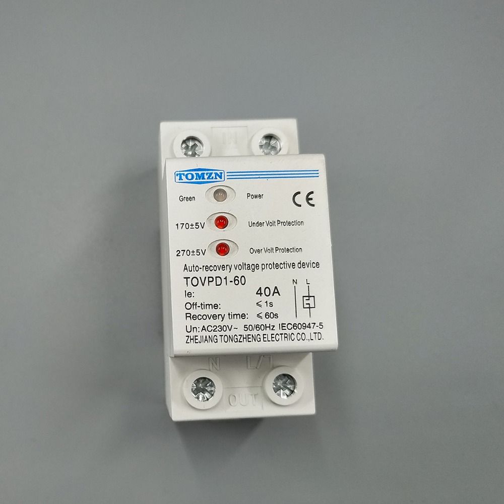 40A 230V Din Rail 3 LED Automatic Reconnect Over Voltage